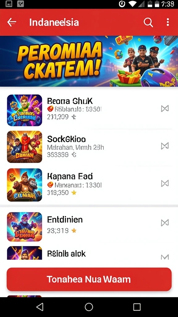 Antarmuka permainan yang interaktif dan dinamis.
